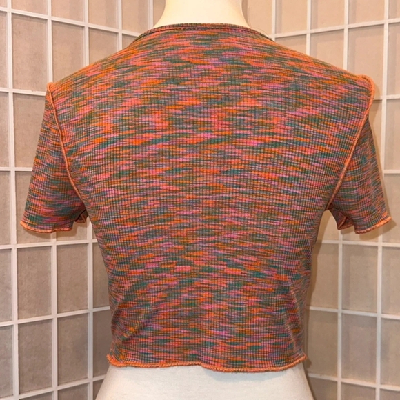 Multicolor Ribbed Crop Top - Picture 3 of 4